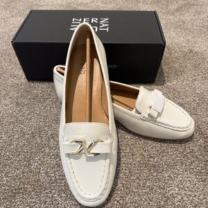Naturalizer Cream Loafers with Gold Accent